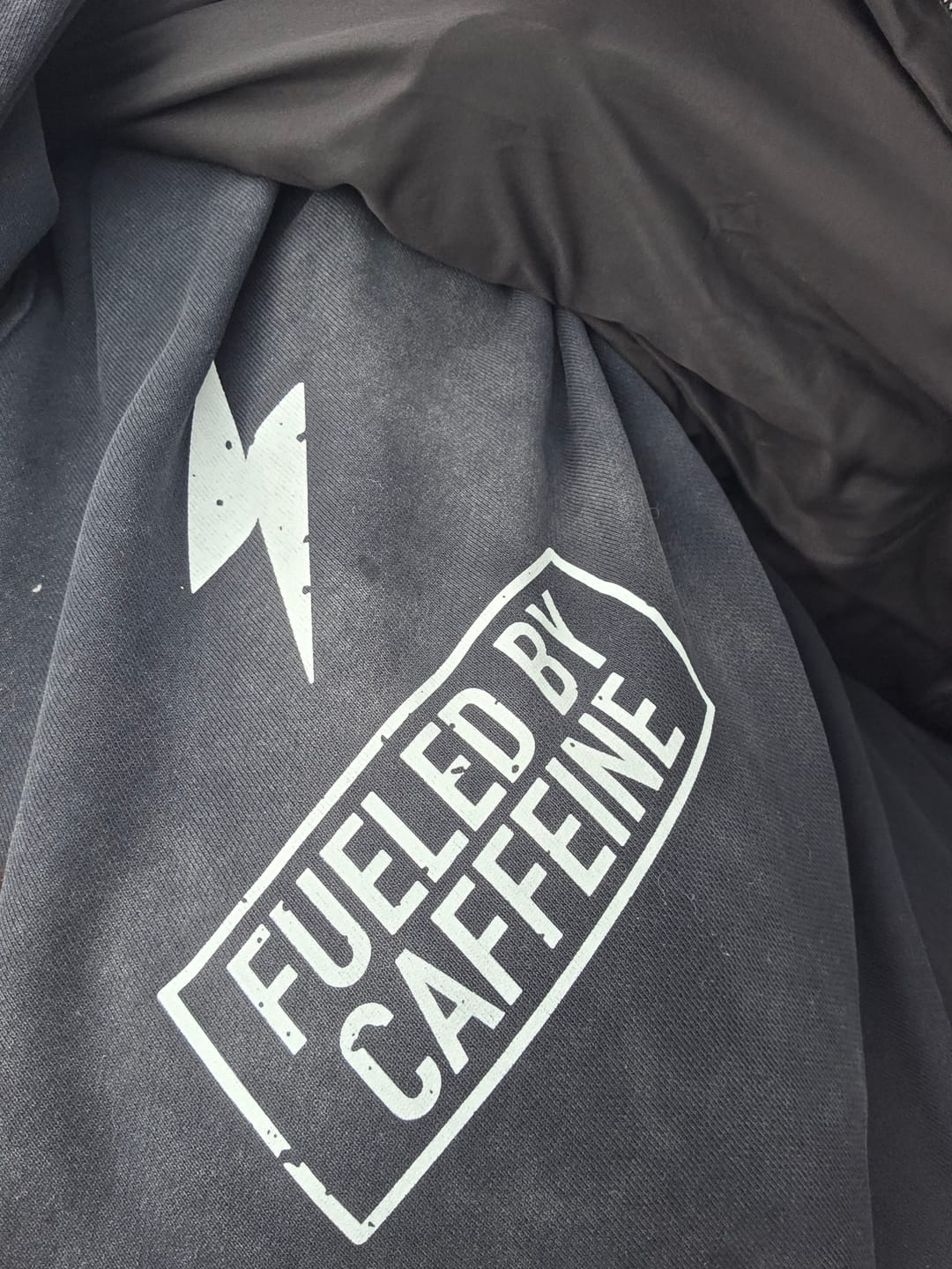 Customer photo review of Caffeinated Chaos Hoodie - Vintage Black