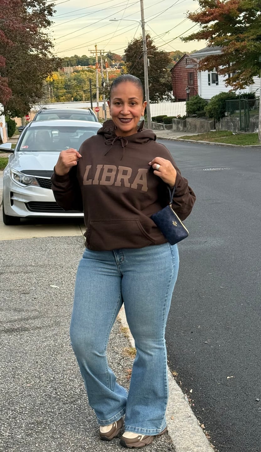 Customer photo review of Chocolate Zodiac Puff Hoodie