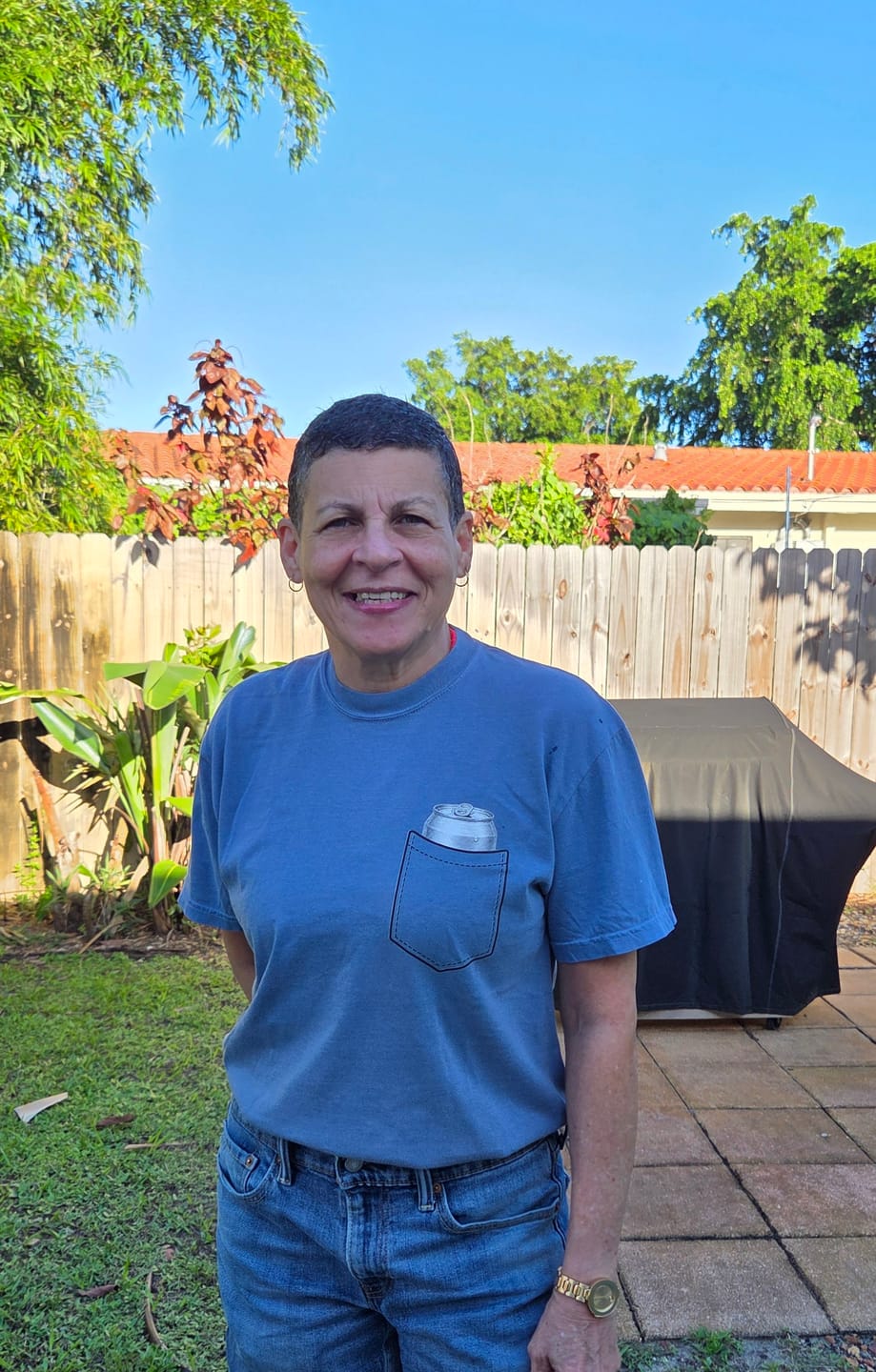 Customer photo review of Cold One Pocket — Premium Tee
