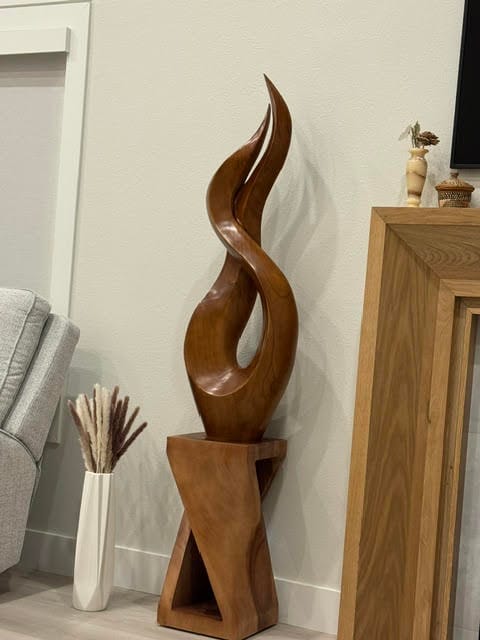 Customer photo review of Outdoor Solid Wood Textured Flame Sculpture for Gardens and Modern Landscapes