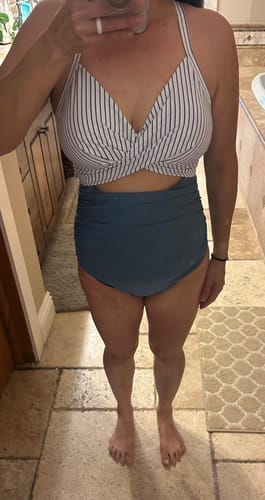 Customer photo review of Emoswim - Women's One Piece Swimsuits Tummy Control Cutout High Waisted Bathing Suit Wrap Tie Back