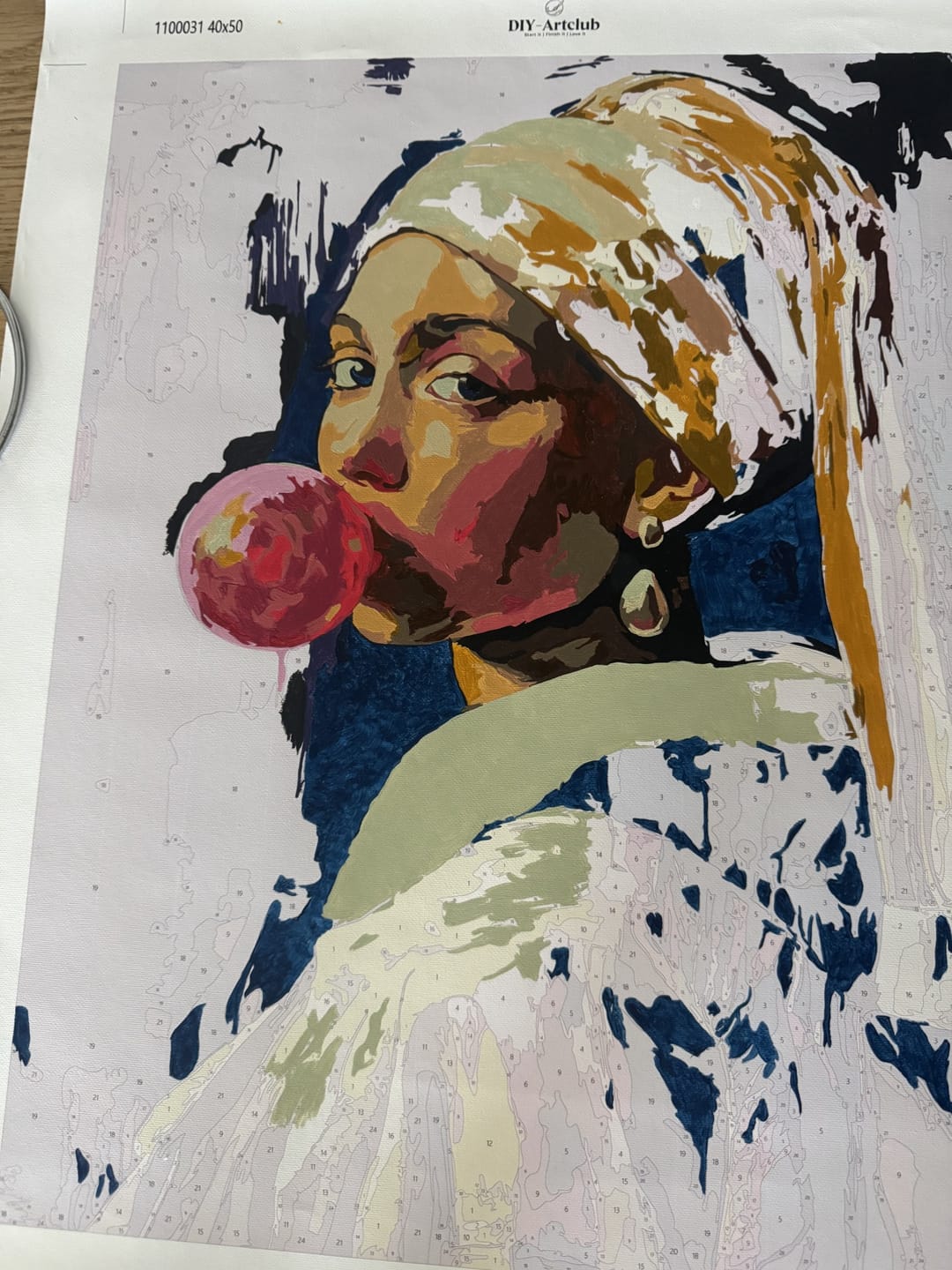 Customer photo review of Girl with a pearl earring Bubblegum | Paint by Numbers