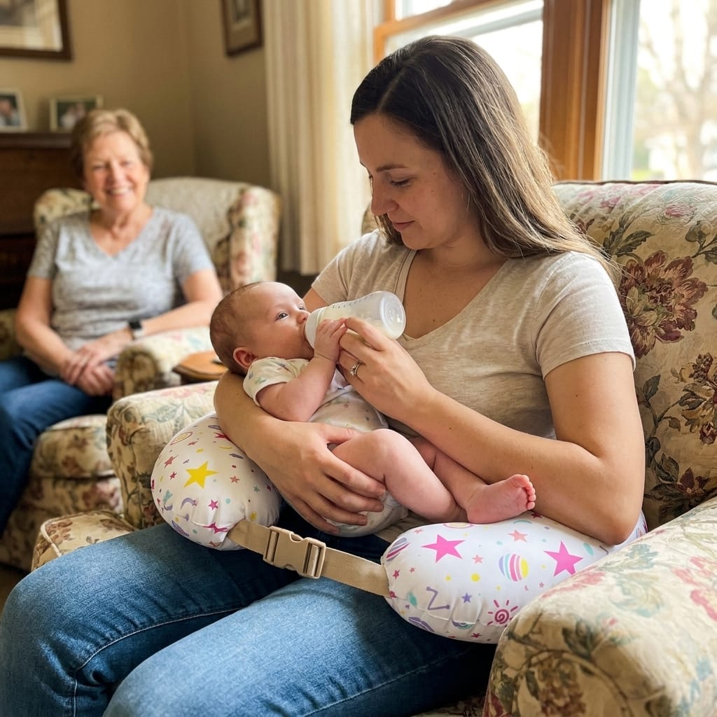 Customer photo review of Wearable Nursing Pillow for Back & Arm Relief