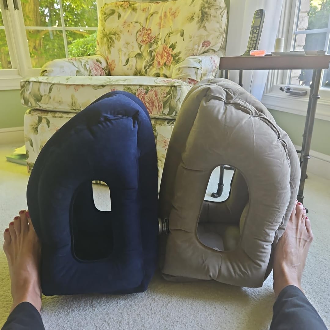 Customer photo review of Inflatable Pillow with Head & Chin Support