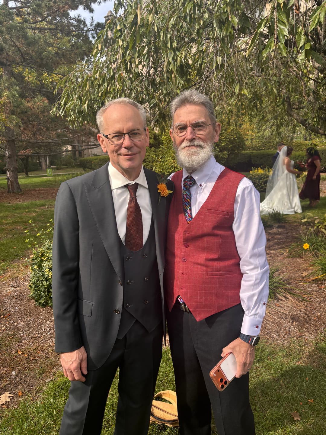 Customer photo review of Hisdern Men's Red Plaid Wedding Vest For Skinny Guys