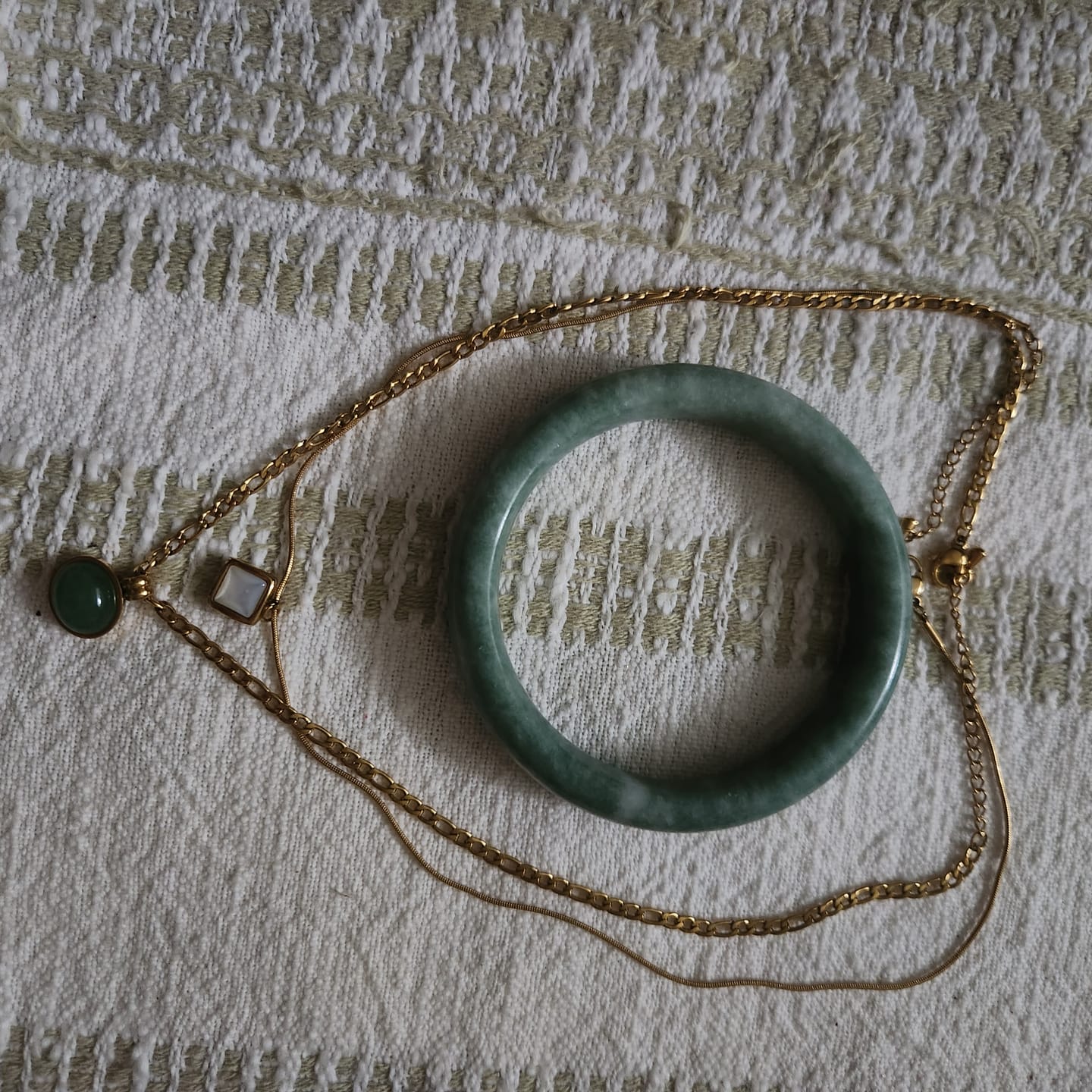 Customer photo review of Natural Jade Stone Bangle