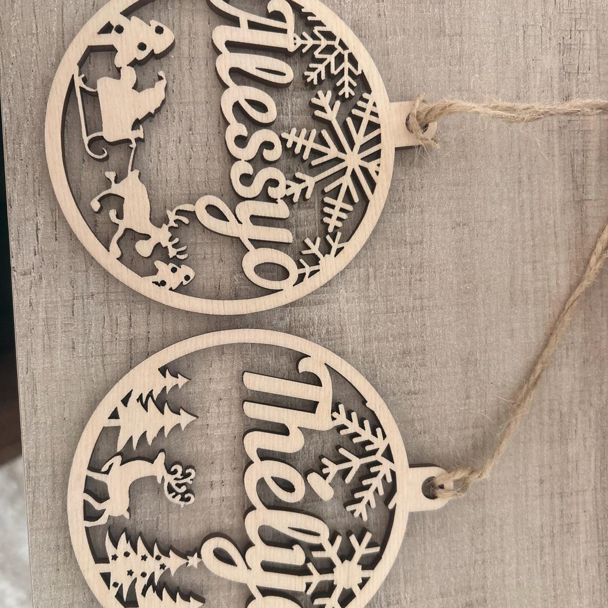 Customer photo review of Personalized Wooden Christmas Ornaments