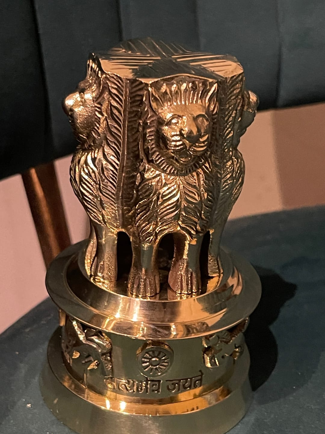 Customer photo review of Brass Ashoka Stambh Idol Vastu Remedy for Authority, Recognition and Government Support for Home, Office Desk and Institutional Spaces | 3 - 7 inch |