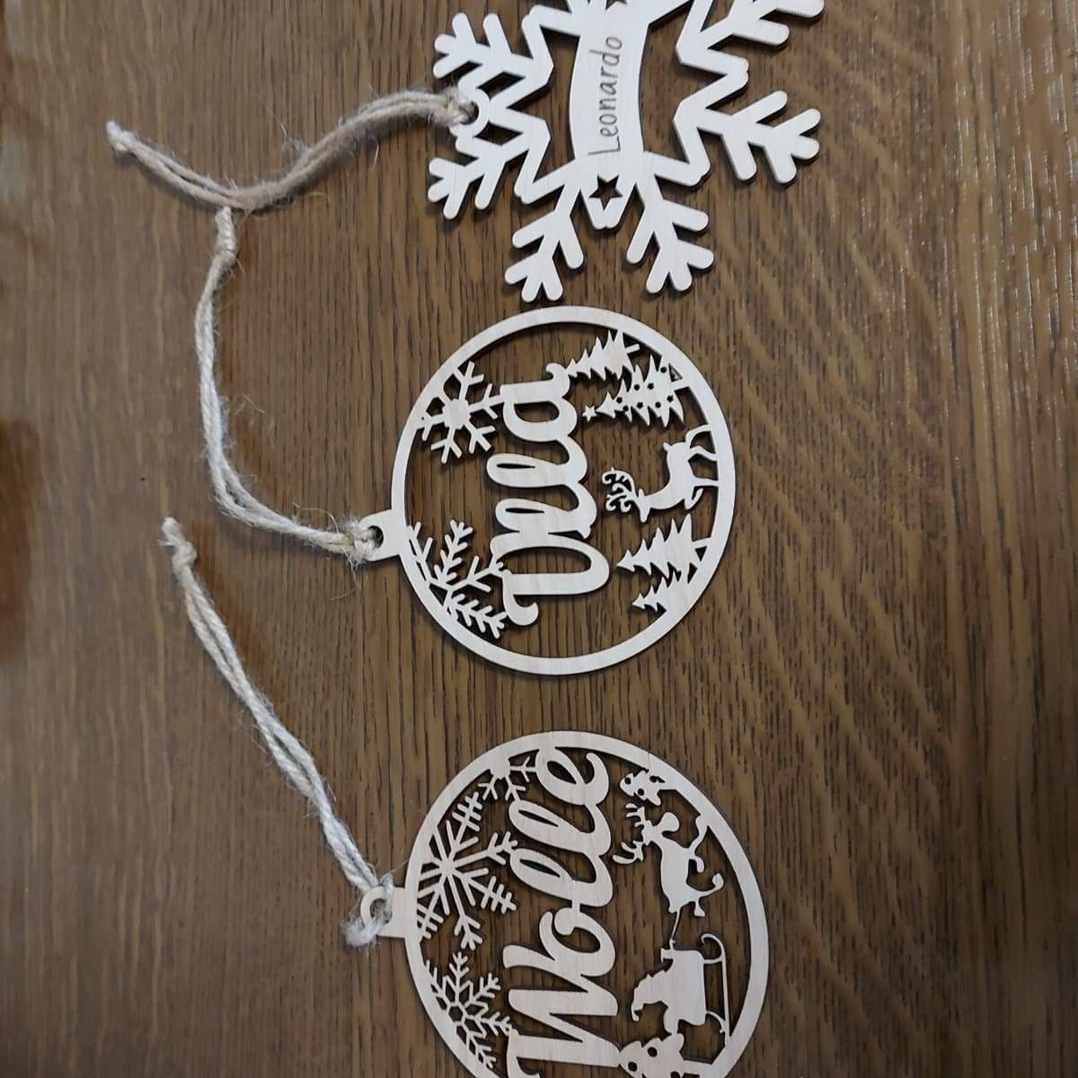 Customer photo review of Personalized Wooden Christmas Ornaments