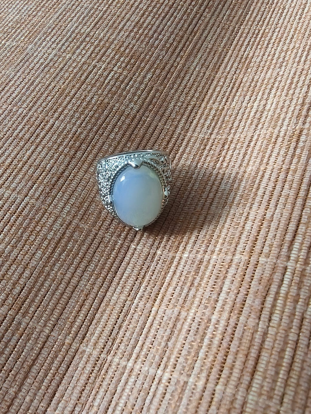 Customer photo review of FREE Today: Lunar Veil Intricate Scroll‑Engraved Cabochon Statement Ring