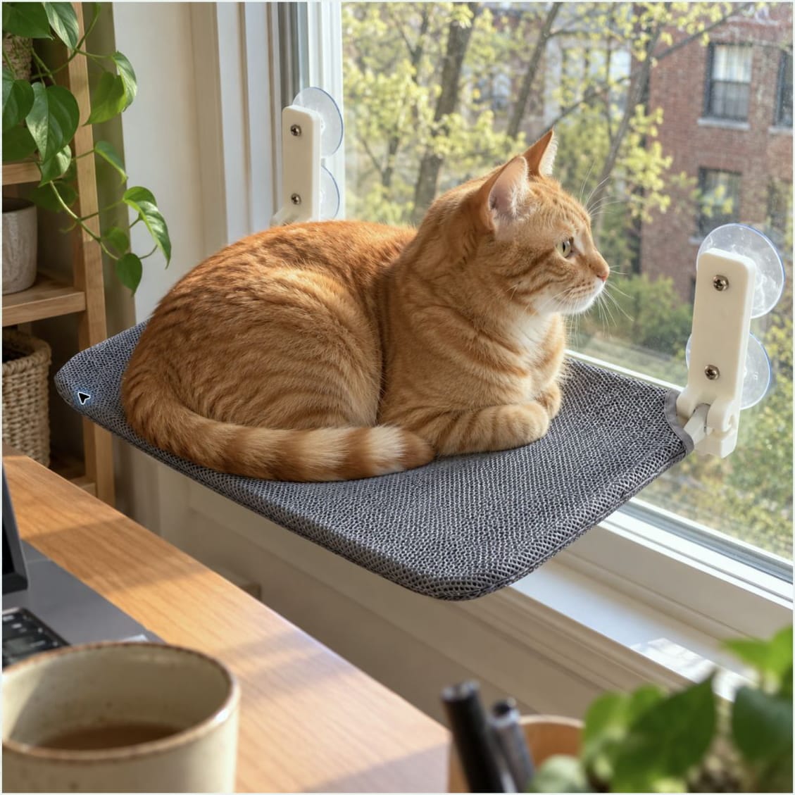 Customer photo review of Secure & Stylish Cat Window Perch Hammock