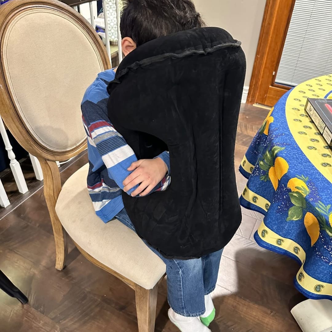 Customer photo review of Inflatable Pillow with Head & Chin Support