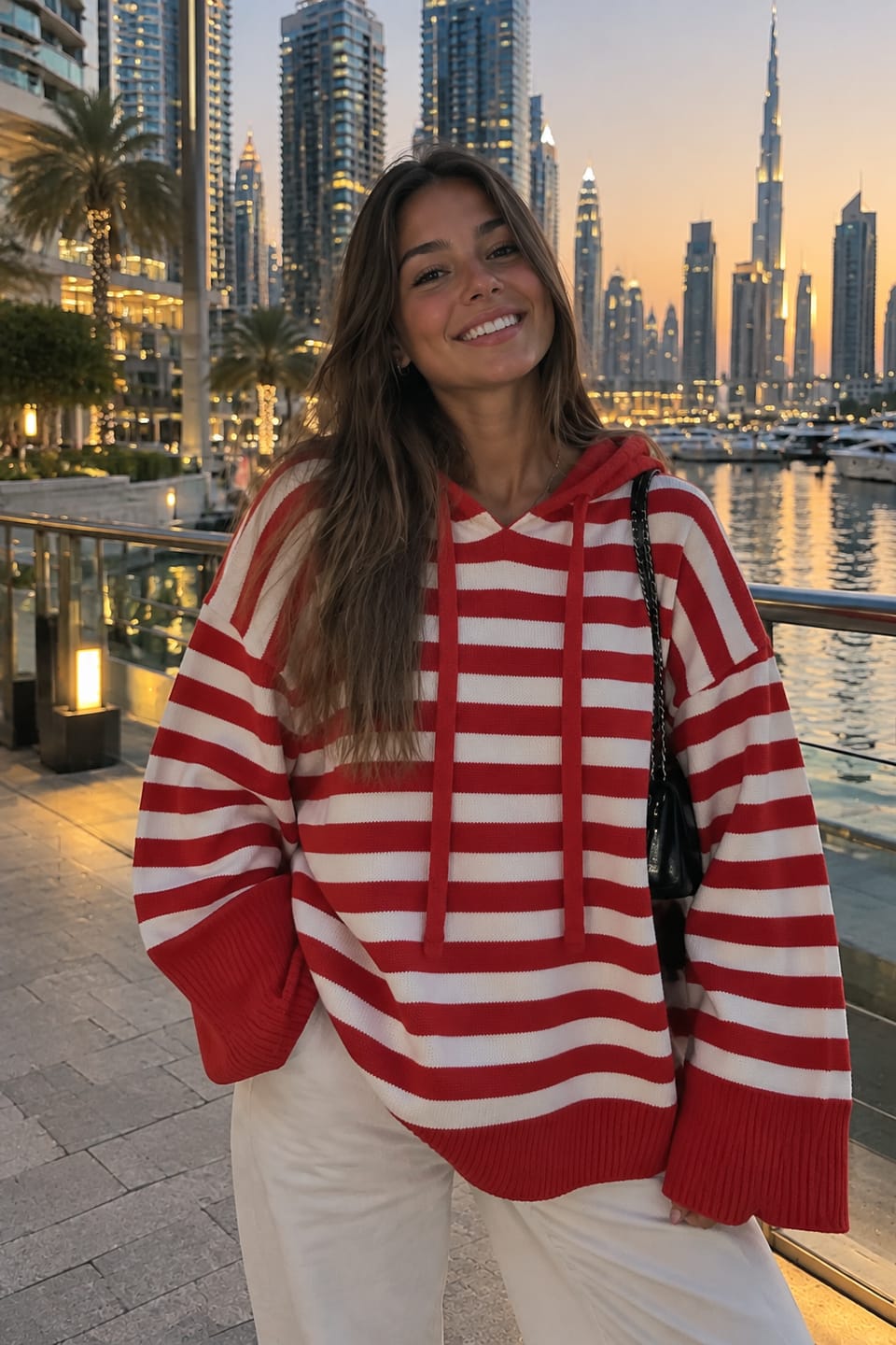 Customer photo review of Jersey de Punto con Capucha y Manga Ancha de rayas