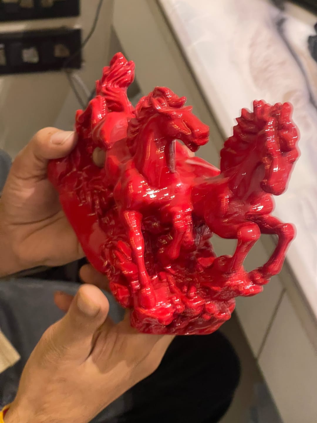 Customer photo review of Dynamic 2 Red Running Horses Resin Sculpture Vastu Remedy for Speed, Success and Career Momentum | for Office Desk, Business Spaces and Home Decor | 21 x 16 cm | 385 g