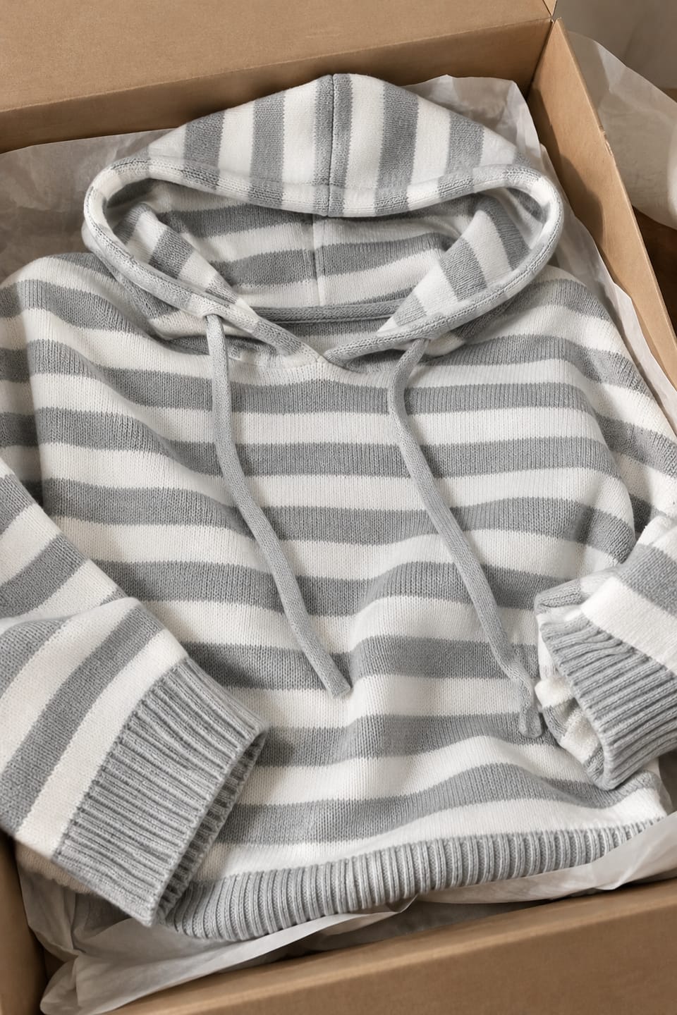 Customer photo review of Jersey de Punto con Capucha y Manga Ancha de rayas