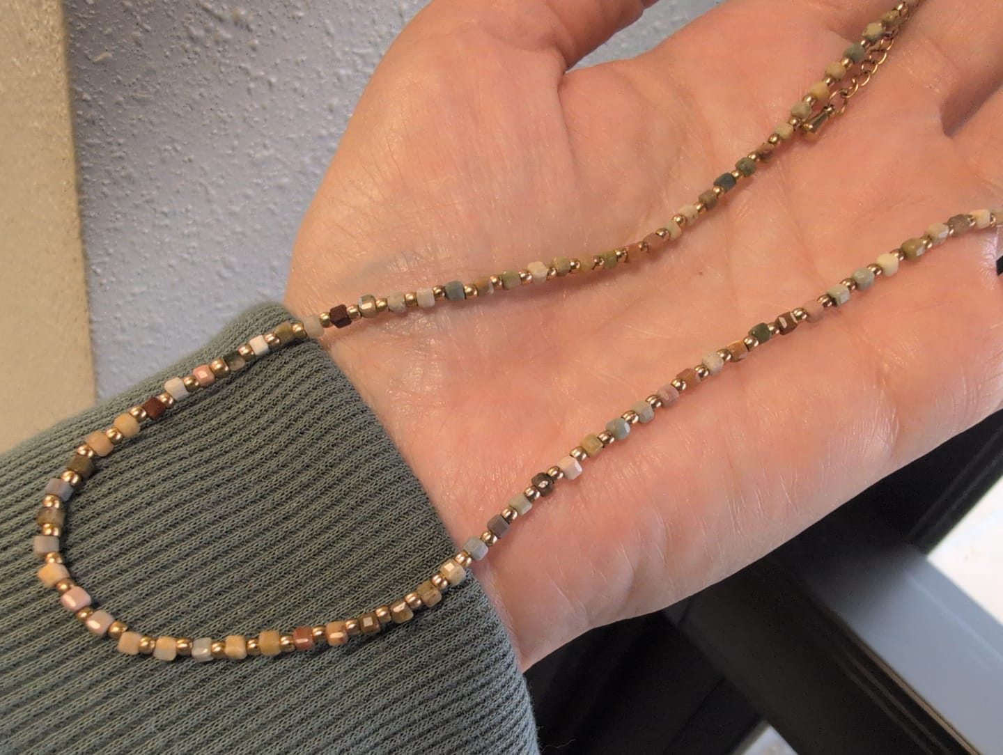 Customer photo review of Alashan Stone Bead Necklace