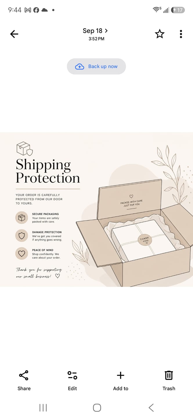 Customer photo review of SHIPPING PROTECTION