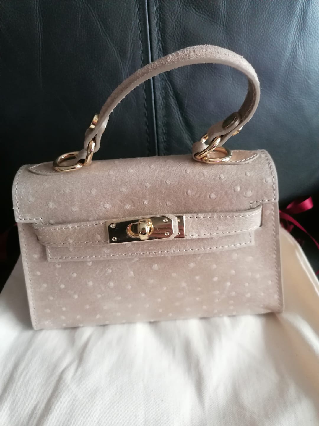 Customer photo review of The Kate Bag - Mini Ostrich