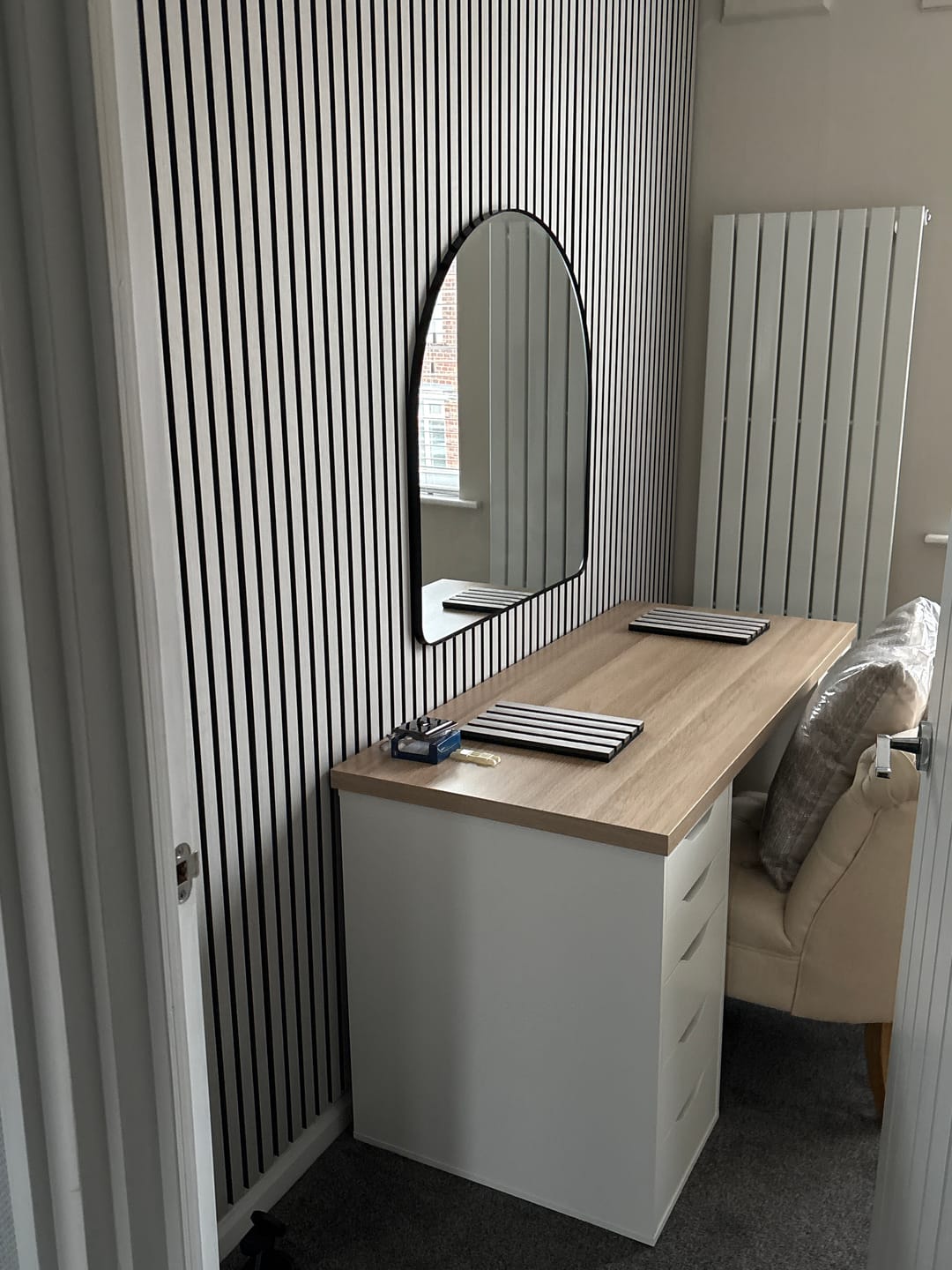 Customer photo review of Acoustic Slat Wall Panels Wooden Decorative Wall Panels Grey Oak Premium 2.4m x 0.6m