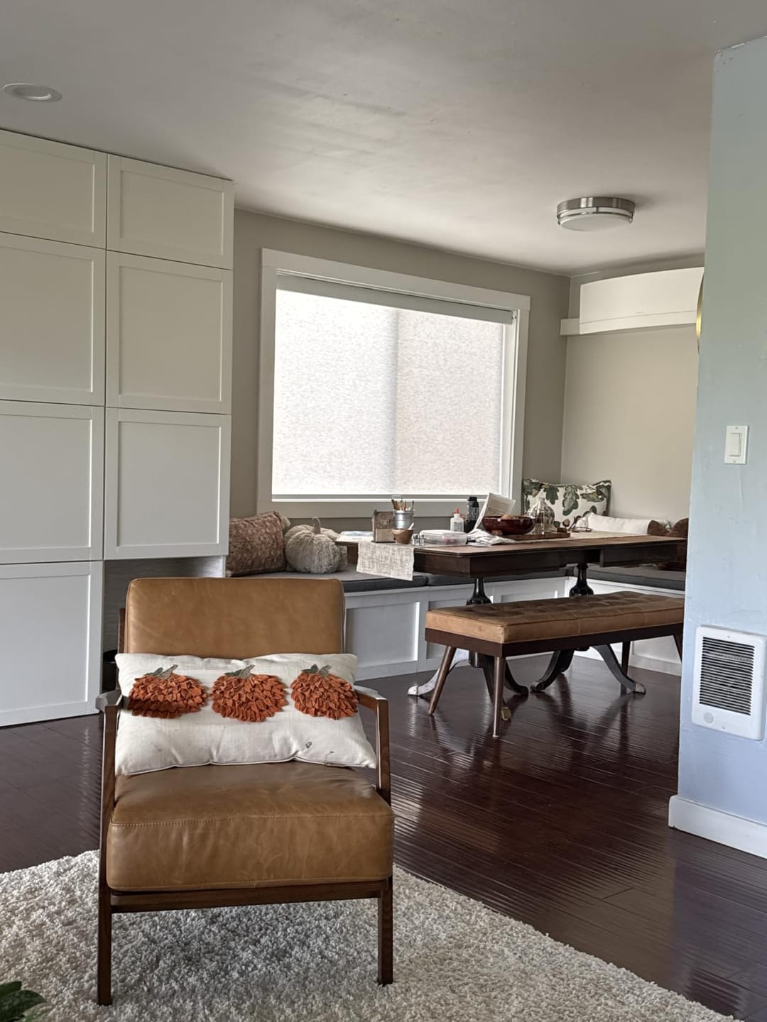 Customer photo review of Bringnox Motorized Light Filtering Roller Shades 70% Blackout Linen