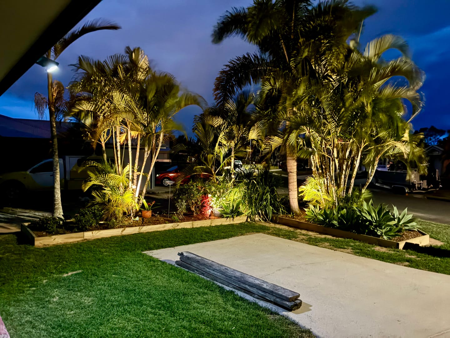 Customer photo review of [4 Pack PRESALE] GardenBrite™ Solar Spotlight Pack