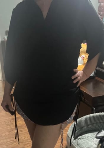 Customer photo review of Emoswim - Coverup Drawstring Beach Dress Shirt