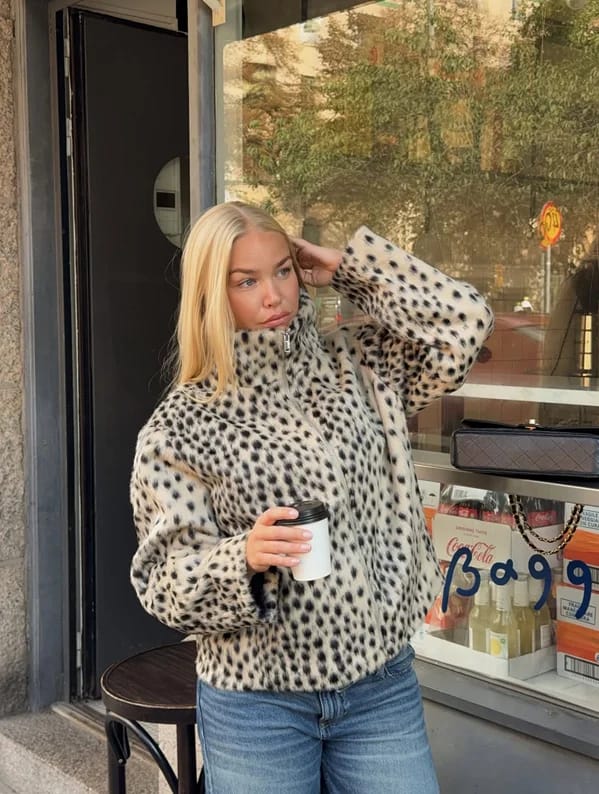 Customer photo review of Denise Leopard Faux Fur Jacket & Mini Skirt Set