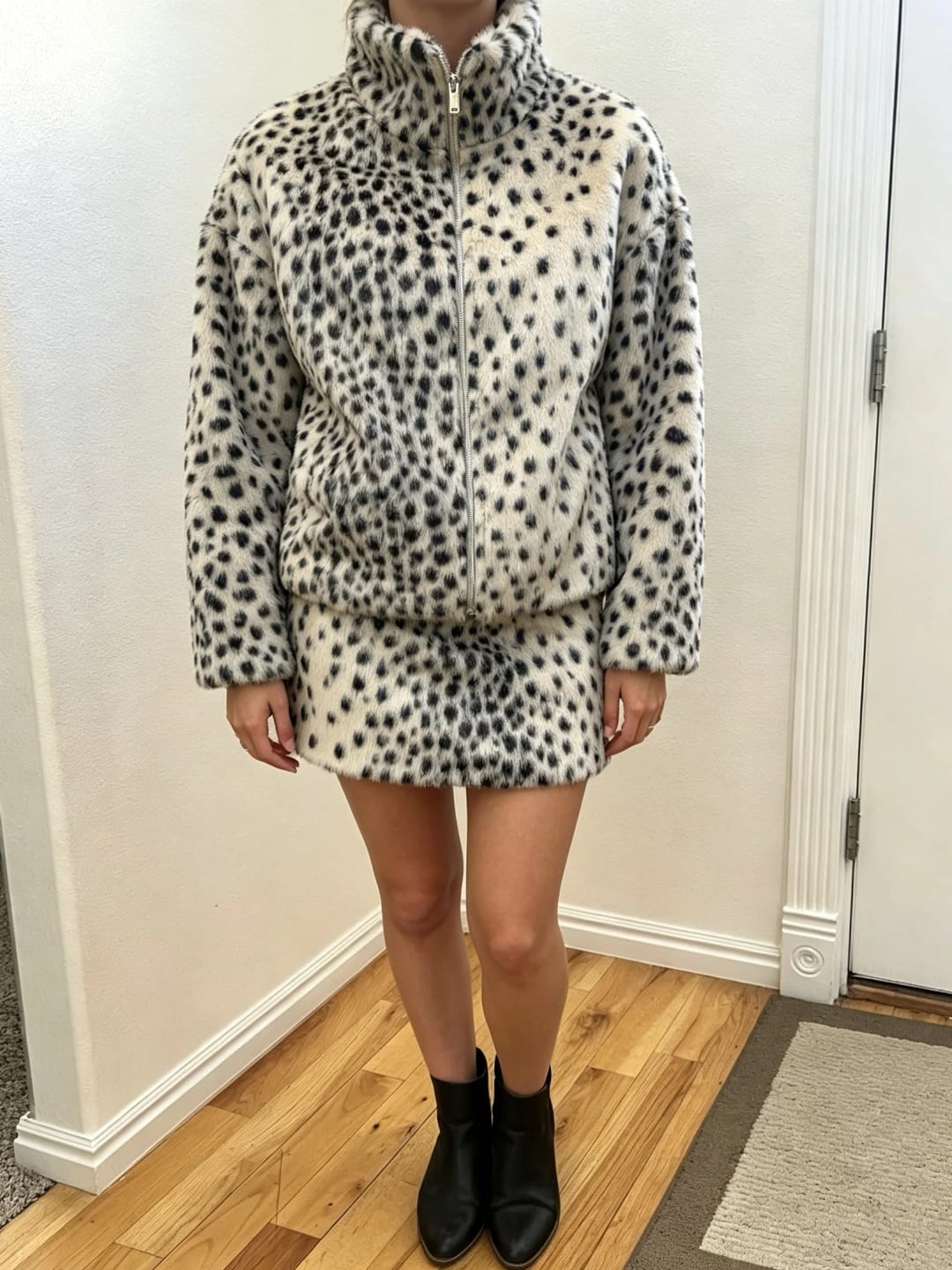 Customer photo review of Daniela High Neck Leopard Faux Fur Jacket