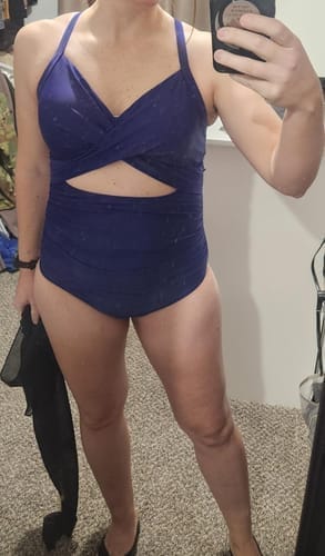 Customer photo review of Emoswim - Women's One Piece Swimsuits Tummy Control Cutout High Waisted Bathing Suit Wrap Tie Back