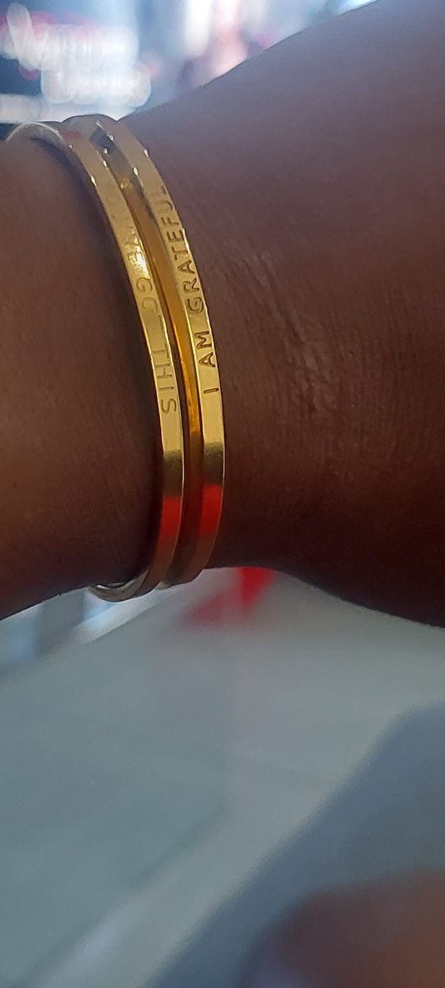 Customer photo review of 18k Gold Plated 'Affirmation' Bangles