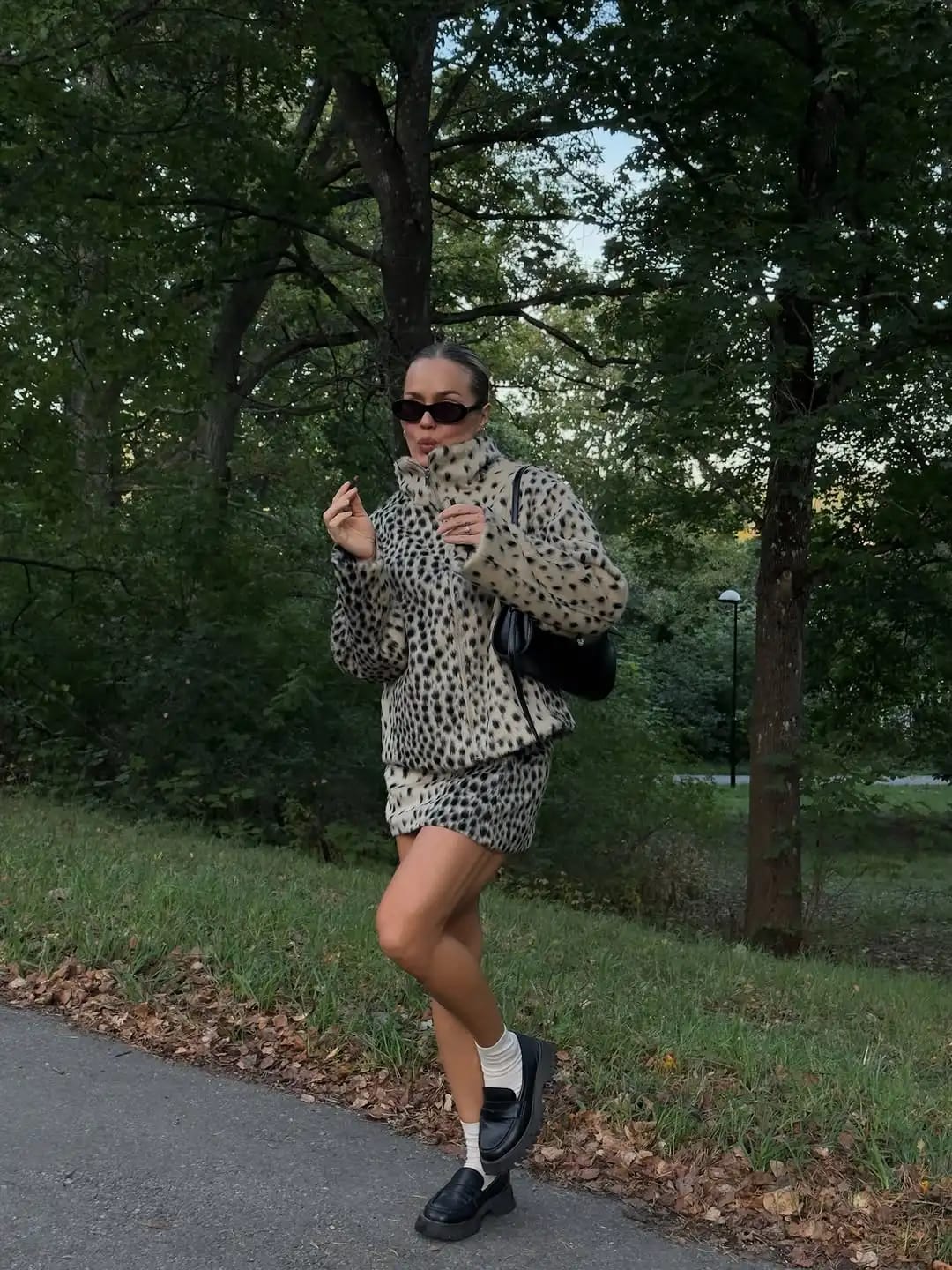 Customer photo review of Daniela High Neck Leopard Faux Fur Jacket