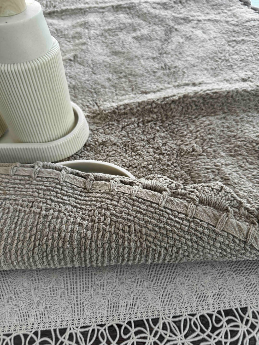 Customer photo review of Lowie Yuvarlak Banyo Paspası %100 Pamuk 100x100 Ekru