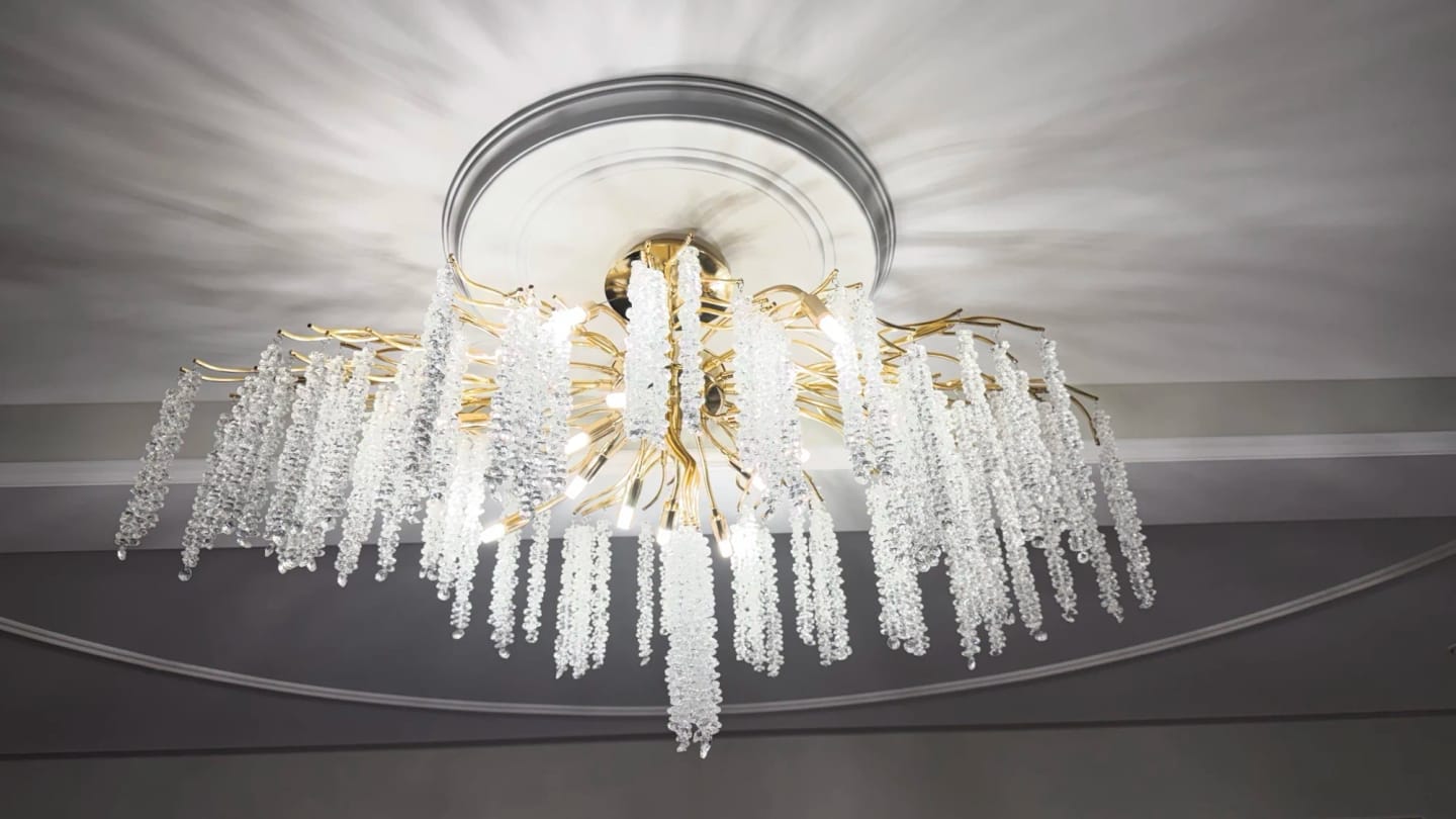 Customer photo review of Wisteria Flower Chandelier, Faceted Crystal Clusters, Gold Frame