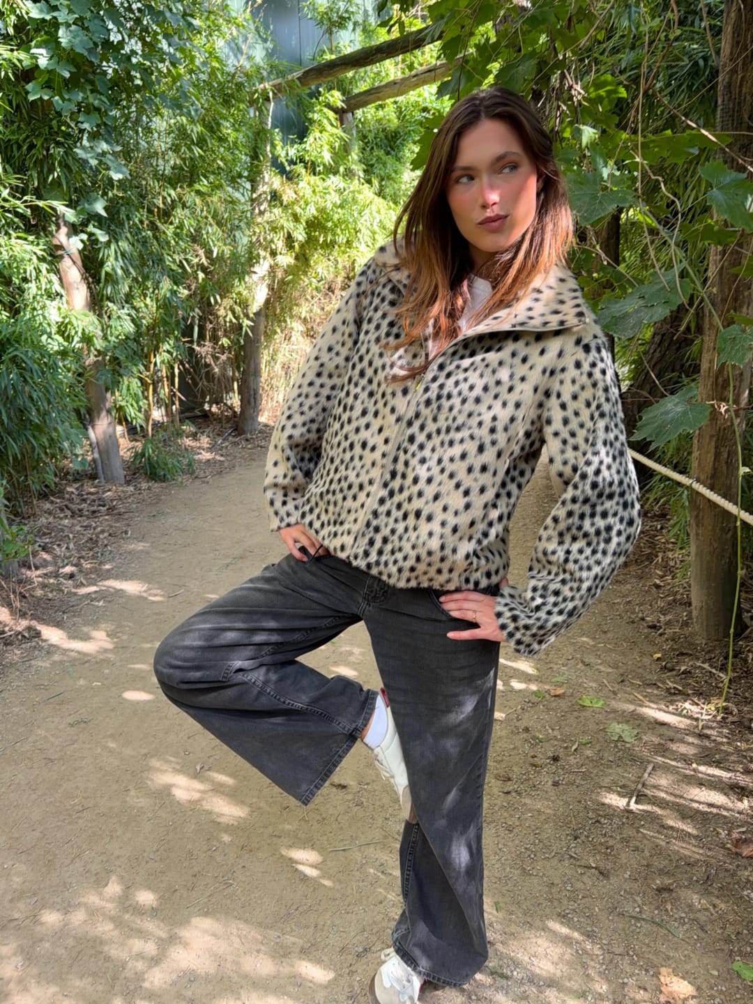 Customer photo review of Daniela High Neck Leopard Faux Fur Jacket