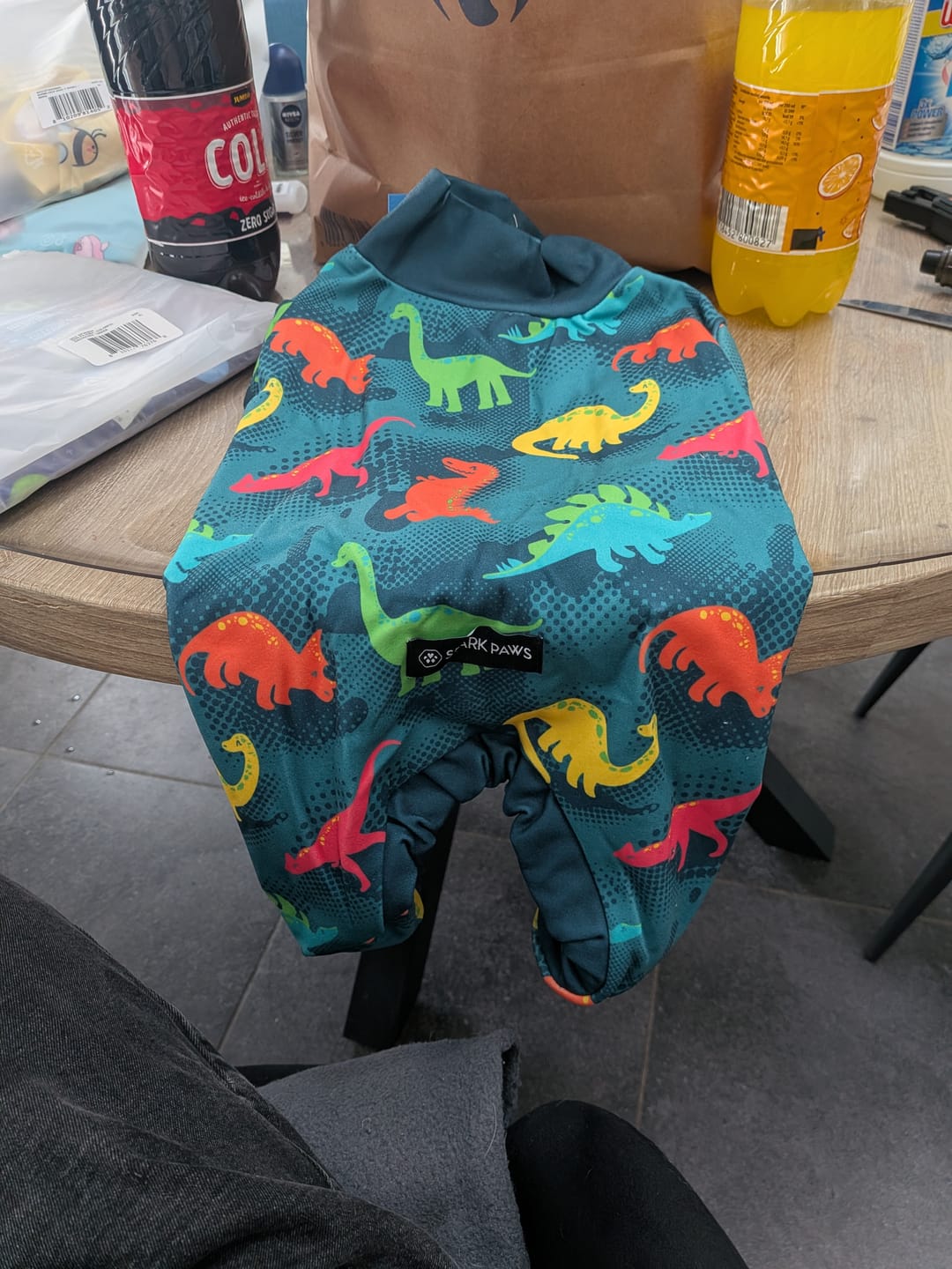 Customer photo review of Dog Pajama - Dinosaurs