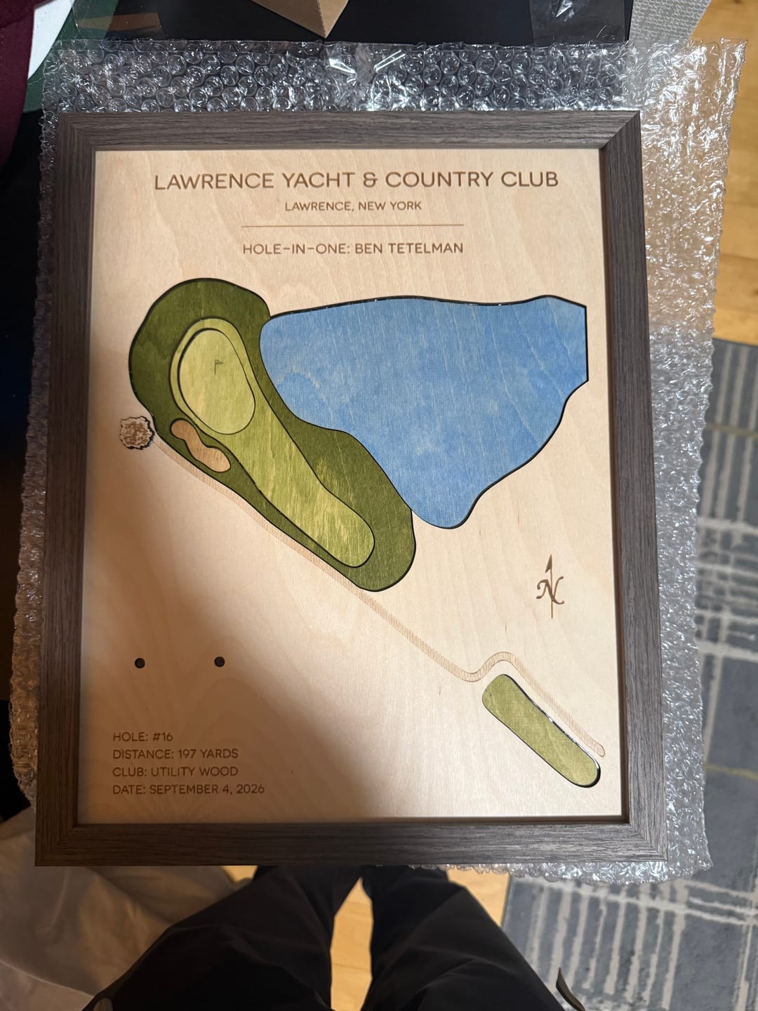 Customer photo review of Personalized Hole-in-One | Single Hole Golf Art