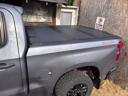 Customer photo review of Rough Country Hard Tri-Fold Flip Up Bed Cover | Chevy/GMC Sierra 1500 (19-26)/Silverado 1500 (19-26)