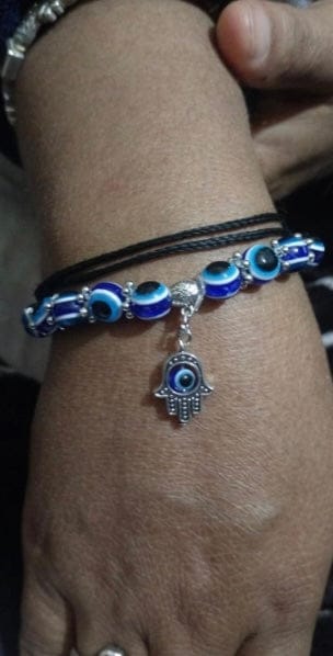 Customer photo review of Evil Eye Bead Hamsa Hand Charm Protection Bracelet