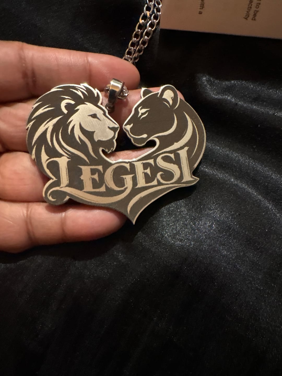Customer photo review of Custom Logo Engraved Photo Pendant Necklace