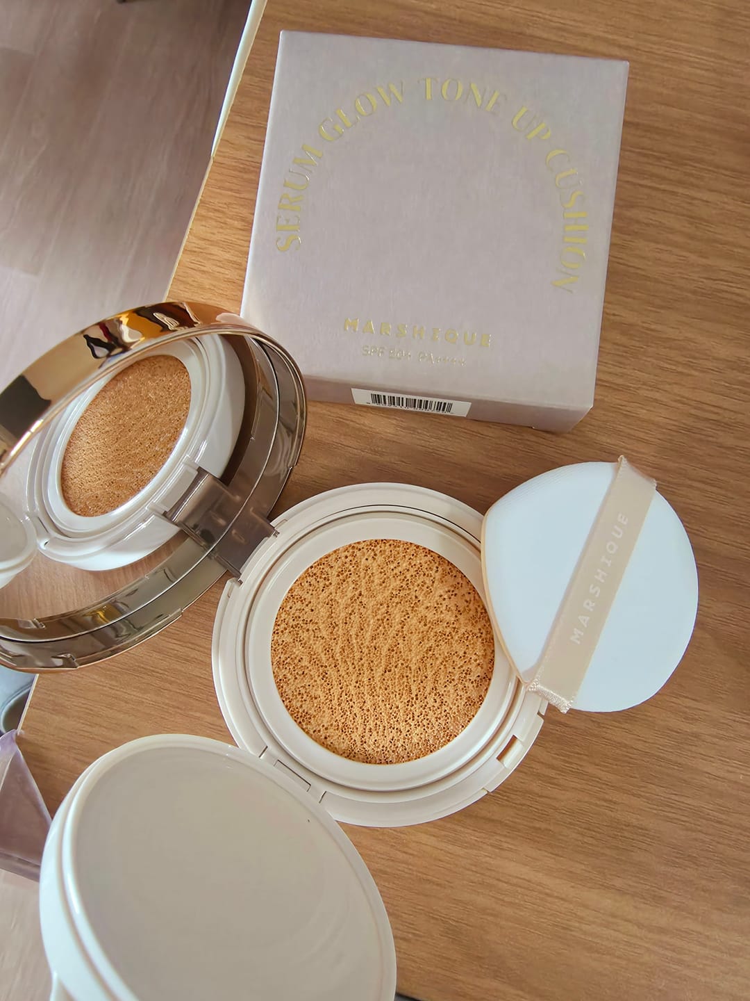 Customer photo review of MARSHIQUE Serum Glow Tone-up Sun Cushion SPF50+/PA++++ 12g