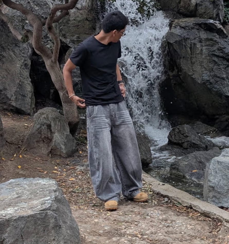 Customer photo review of INFLATION Washed Barrel Baggy Jeans