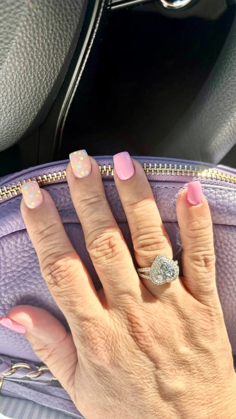 Customer photo review of 2.0Ct Halo Heart Cut Promise Ring Split Shank Travel Ring In Sterling Silver