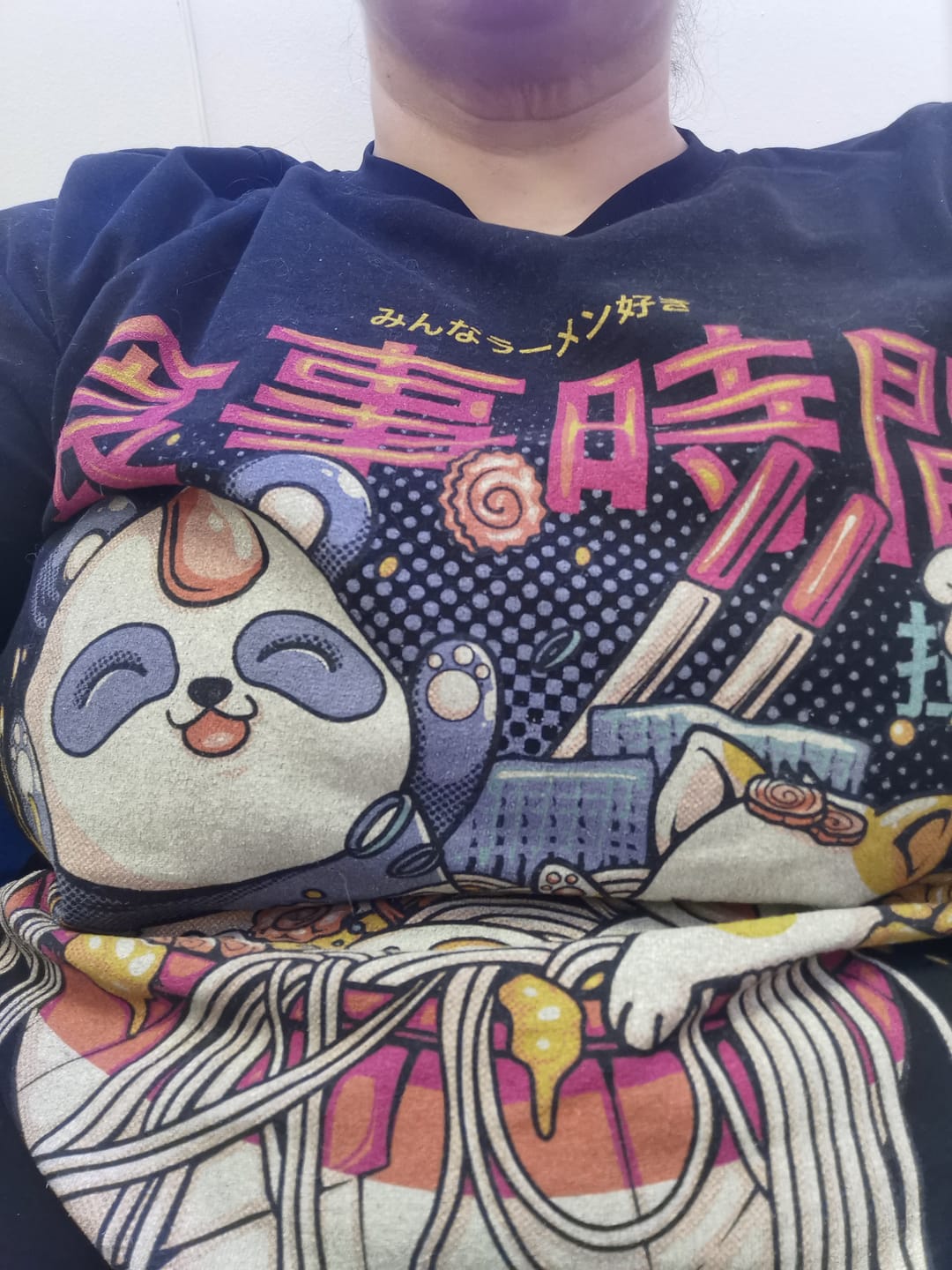 Customer photo review of Front Print - Ramen Bath T-Shirt