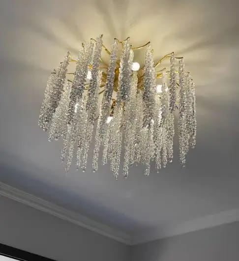 Customer photo review of Wisteria Flower Chandelier, Faceted Crystal Clusters, Gold Frame