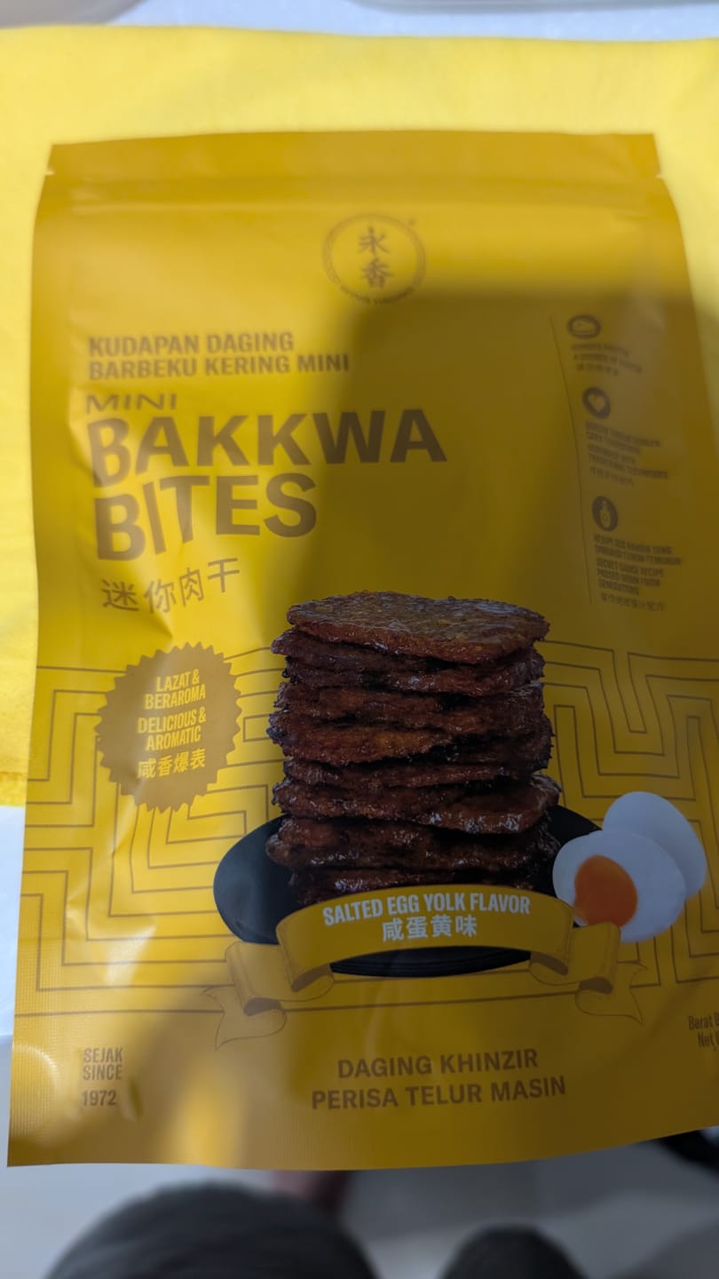 Customer photo review of BITE SIZE BAKKWA- SALTED EGG BAKKWA (100G)