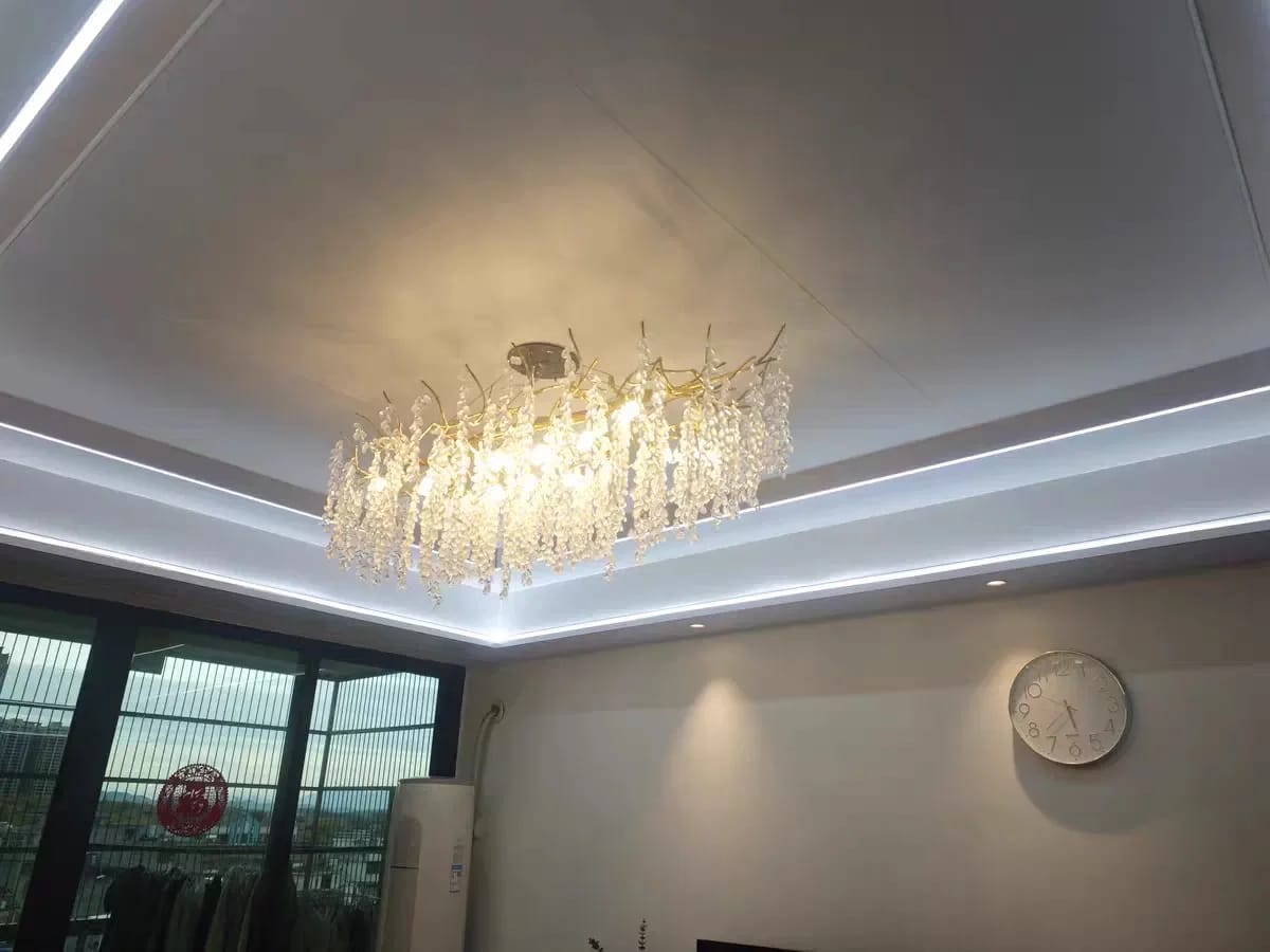 Customer photo review of Wisteria Flower Chandelier, Faceted Crystal Clusters, Gold Frame