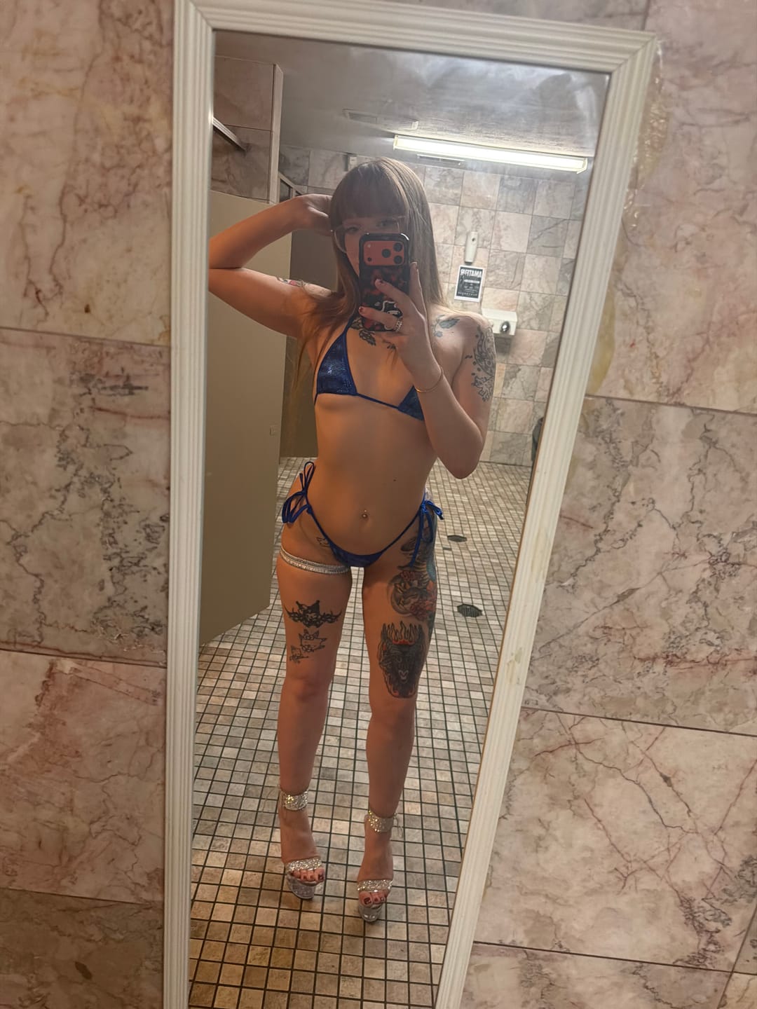 Customer photo review of She's Perfect Mini Side Tie Kini: Holo Tiger Royal Blue