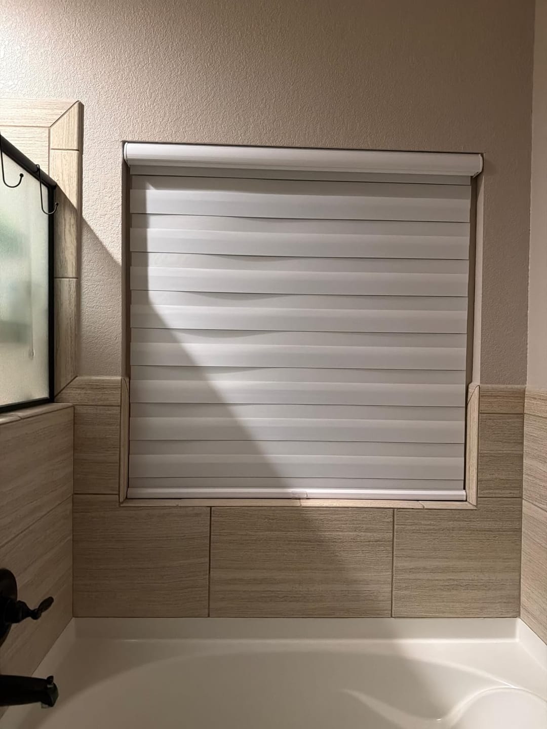 Customer photo review of Bringnox Motorized Zebra Roller Blinds 60% Blackout