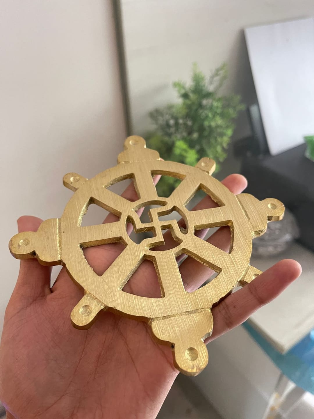 Customer photo review of Brass Chakra Satiya Helix – Vastu Remedy for West Direction Correction | Energy Balance Support | 4.5 Inch