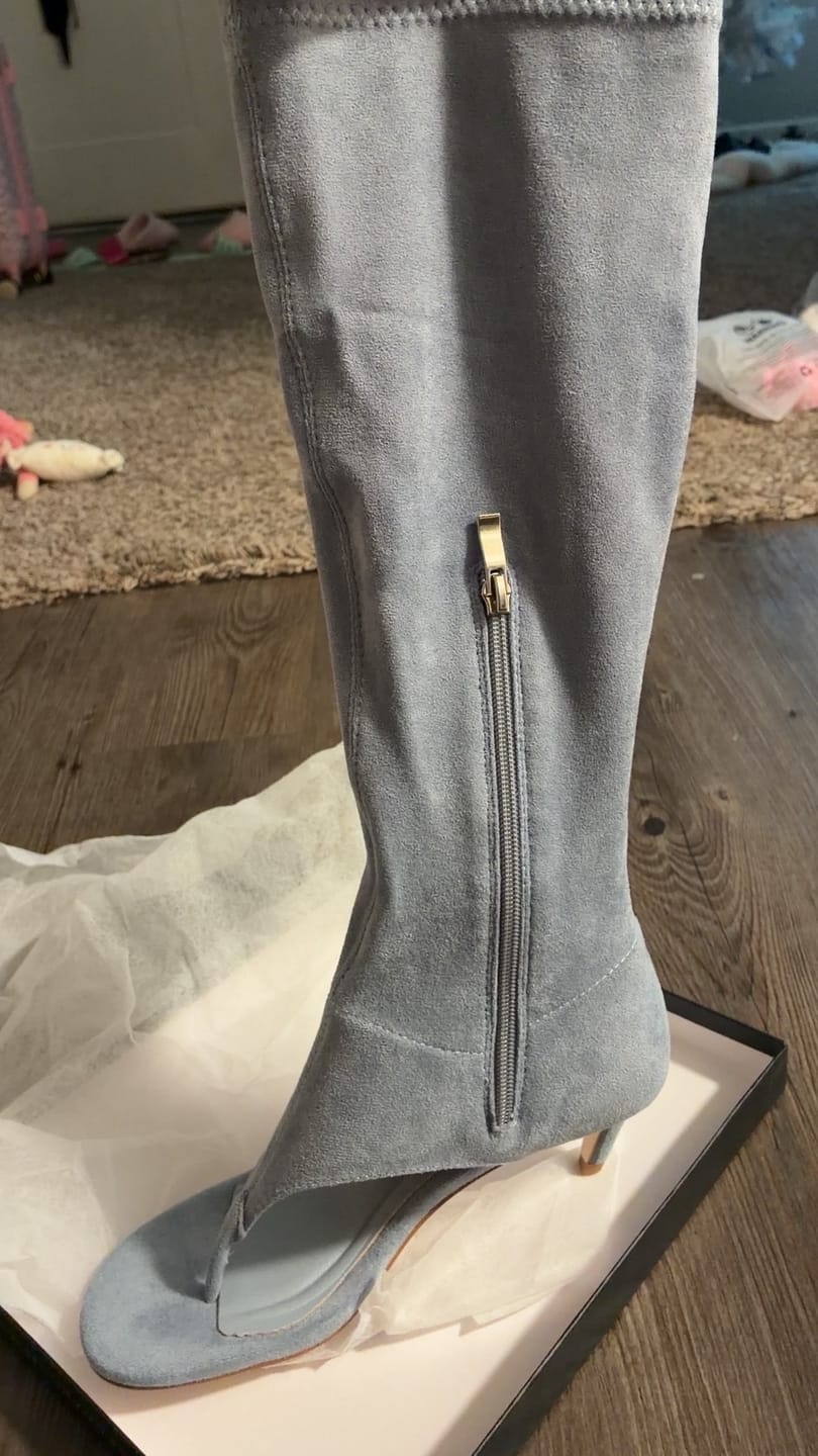 Customer photo review of CECILE-LTBLUE STILETTO SANDAL BOOT